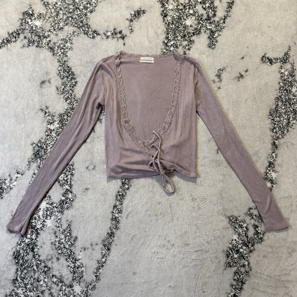 Urban Outfitters‎ Top Womens Sz S Purple Out From Under Jojo Waffle Knit Thermal